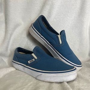 Navy Blue and White Slip on Vans